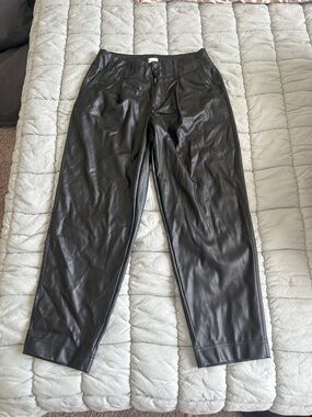 a new day Black Faux Leather High-Waist Tapered Pants